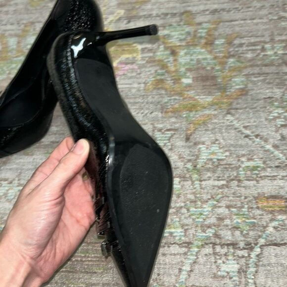 Zara black patent leather heels with buckles sz 38 - Picture 4 of 5